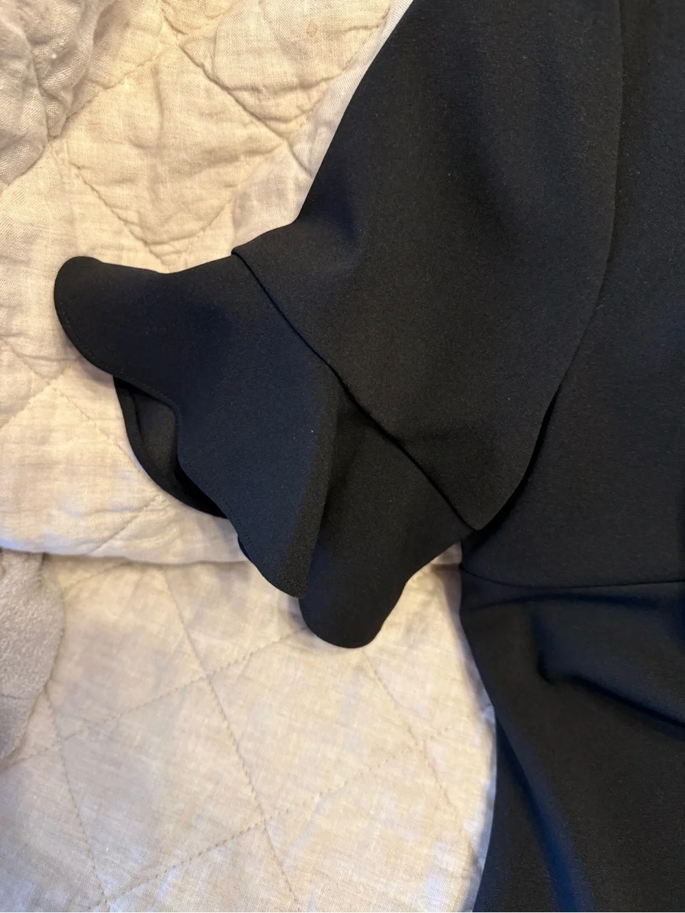 Calvin Klein Black Midi Sheath Dress with Ruffle Sleeves - Picture 7 of 7